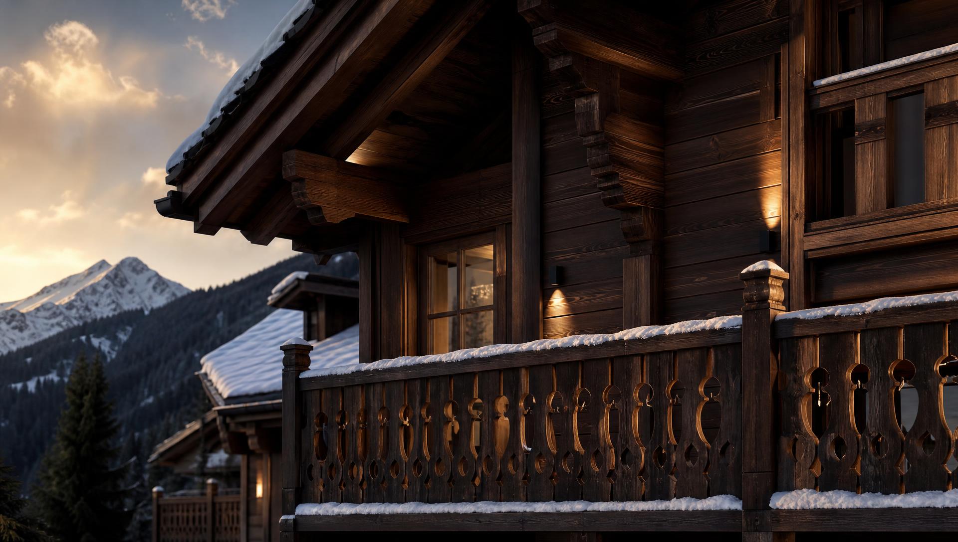 Holzdetails eines Chalets, bauliche Substanz und Zustand als Bewertungsfaktor
