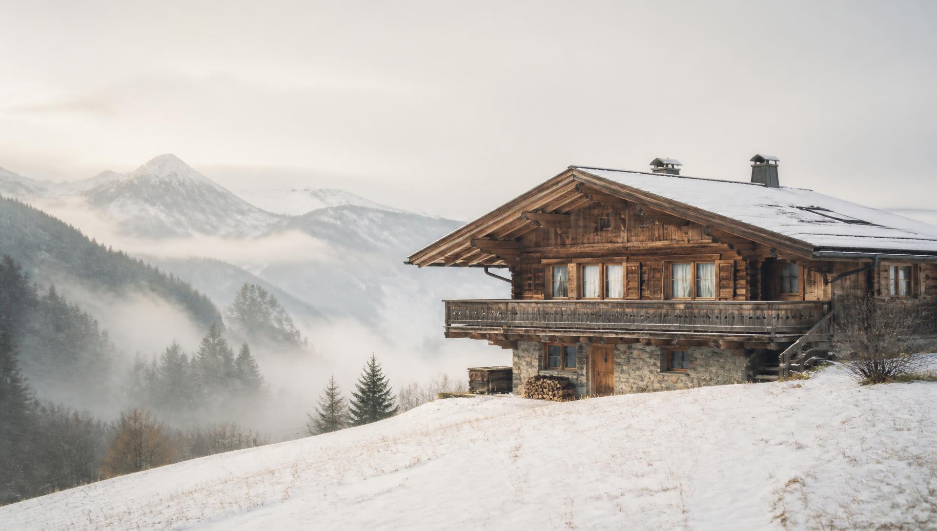 Chalet in Gstaad im alpinen Winterlicht, Marktgebiet von Edelwyss Estate